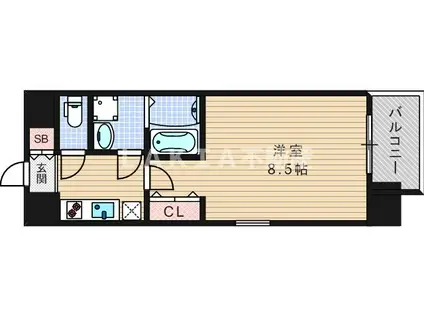 エスリード阿波座シティーウエスト(1K/15階)の間取り写真