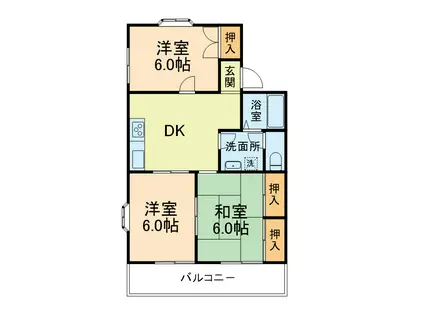 グレイス益城(3DK/1階)の間取り写真