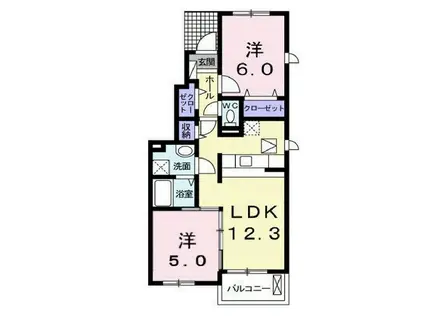 ピュアストリームB(2LDK/1階)の間取り写真