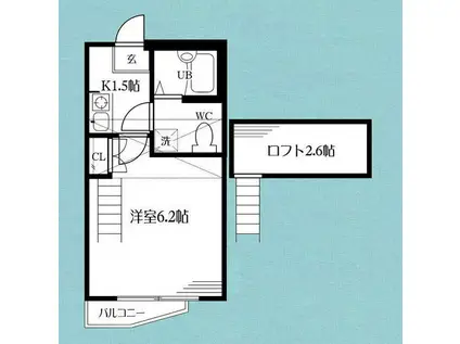 メゾン・ド・ヴィオロン(1K/2階)の間取り写真