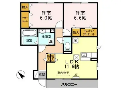 スペリアージュ(2LDK/1階)の間取り写真