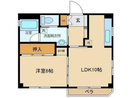 ピーチハウス(1LDK/1階)の間取り写真