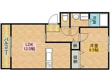 ON STYLE A館(1LDK/2階)の間取り写真