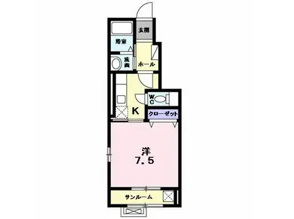ヴィレッタ(1K/1階)の間取り写真