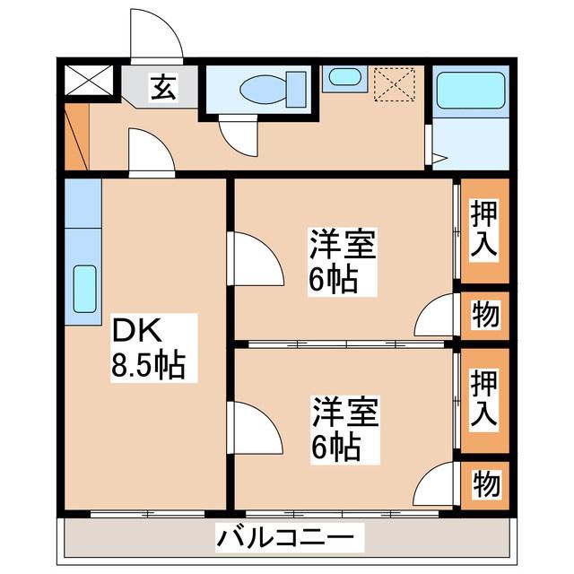 アップルガーデンコーポⅡ(2DK/1階)の間取り写真