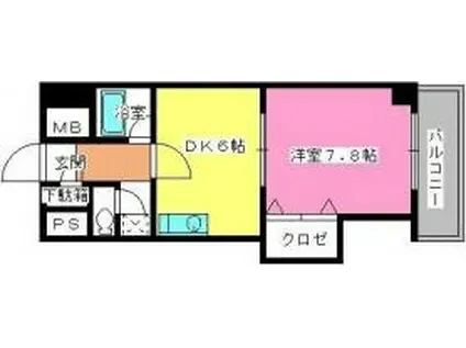 グランシャリオ竹下(1DK/2階)の間取り写真