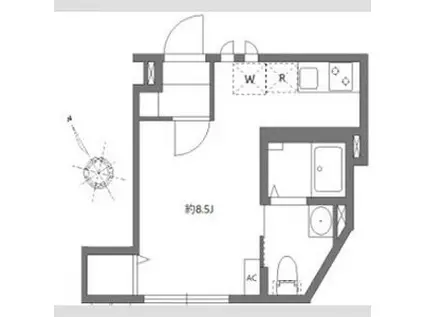 アベリアハイム(ワンルーム/1階)の間取り写真