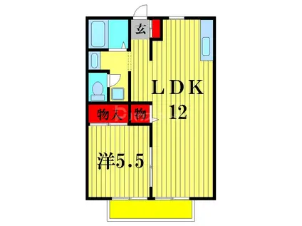 リヴェール・ヒロ(1LDK/2階)の間取り写真