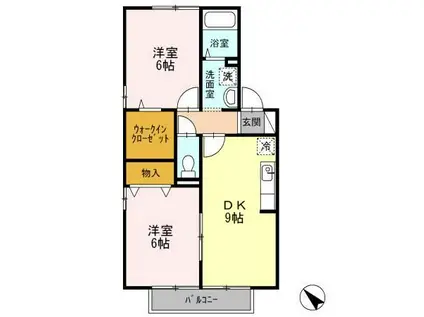 サンライズ豊B(2DK/1階)の間取り写真