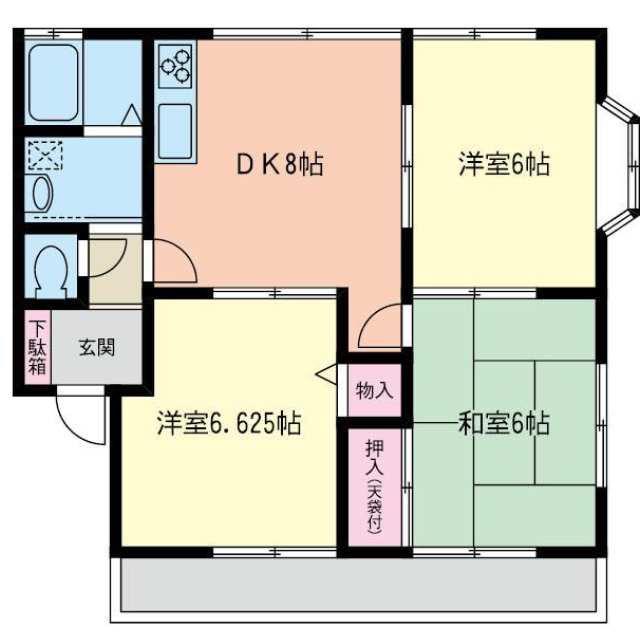 セジュールⅠ(3DK/2階)の間取り写真