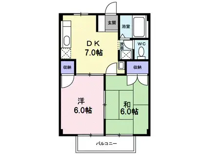 ニューシティ渡辺(2DK/2階)の間取り写真