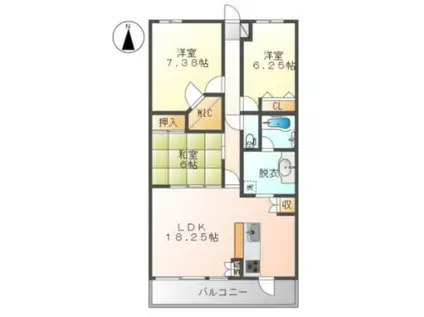 ビ・ウェル新倉敷ウエスト(3LDK/1階)の間取り写真