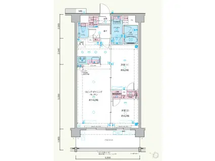 GENOVIA 隅田川イースト SKYGARDEN(2LDK/6階)の間取り写真