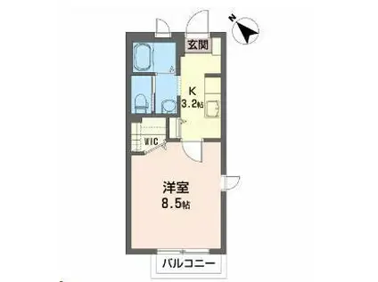 リリー・シャーメゾンA(1K/1階)の間取り写真