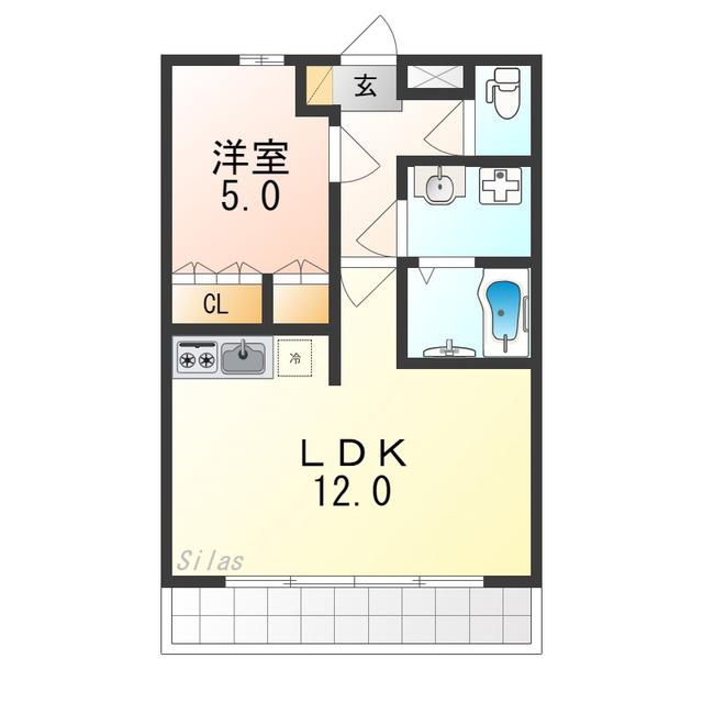 フォンテーヌ美原(1LDK/2階)の間取り写真