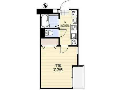 フィルクローバ川口(1K/2階)の間取り写真