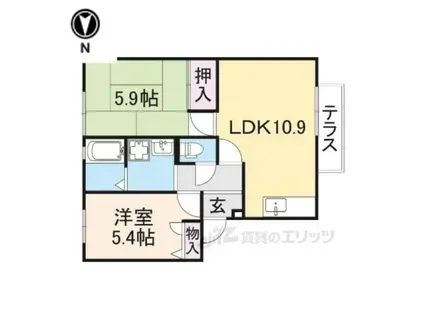 ディアス有里B(2LDK/2階)の間取り写真