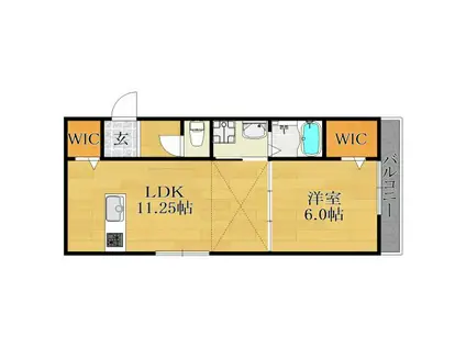 ロータスコート長田(1LDK/2階)の間取り写真