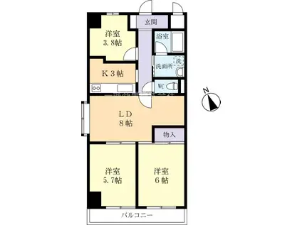 ロイヤルコート(3LDK/5階)の間取り写真