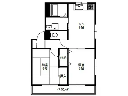 アビタシオン(2DK/2階)の間取り写真