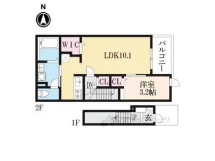 シャルマン東寺南Ⅴ(1LDK/2階)の間取り写真