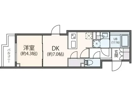 リージア三軒茶屋(1DK/3階)の間取り写真