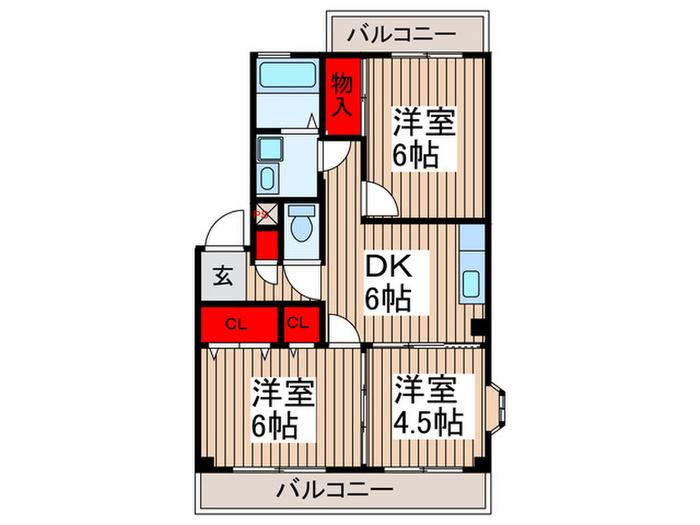 ローズガーデン(3DK/3階)の間取り写真