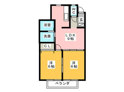 カルマート A(2LDK/2階)の間取り写真