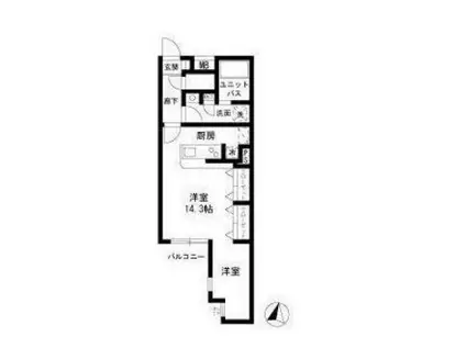 エクセシオーネ目黒(ワンルーム/2階)の間取り写真