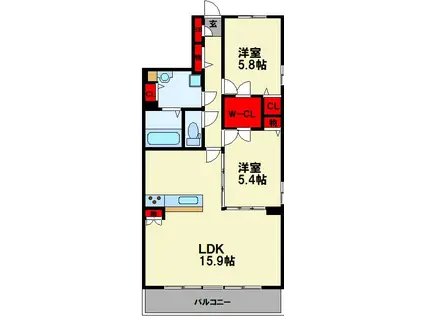 KINGSPARK(2LDK/3階)の間取り写真