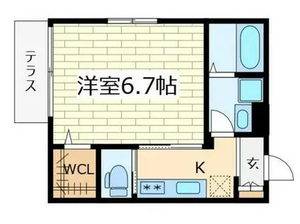 ATLANTIS府中(1K/1階)の間取り写真