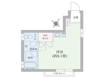 金矢ハイツ(ワンルーム/2階)の間取り写真