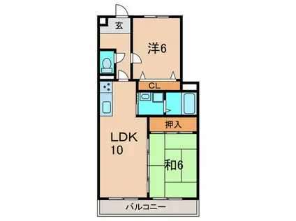 ロイヤルスウィート(2LDK/2階)の間取り写真