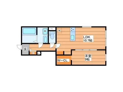 LARA向山(1LDK/1階)の間取り写真