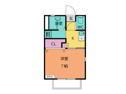 セジュール霞ヶ浦 A棟(1K/2階)の間取り写真