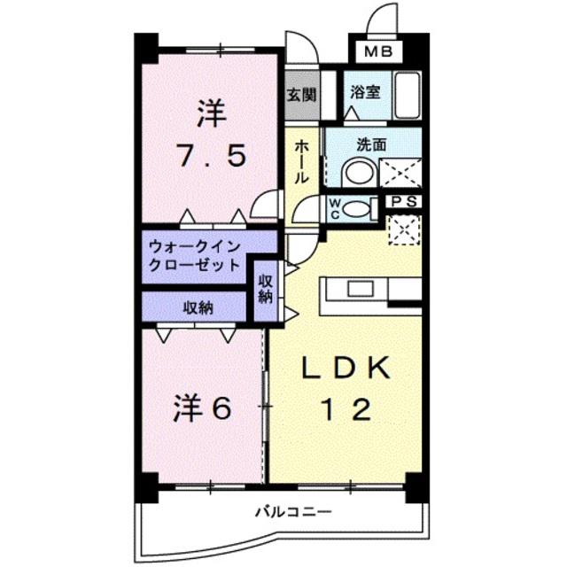 アズゥール(2LDK/3階)の間取り写真