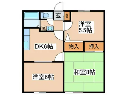 ビーライン鷺沼(3DK/2階)の間取り写真