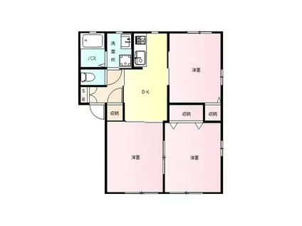 エレガンスクエアD(3DK/1階)の間取り写真