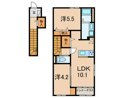 エッグプラント(2LDK/2階)の間取り写真
