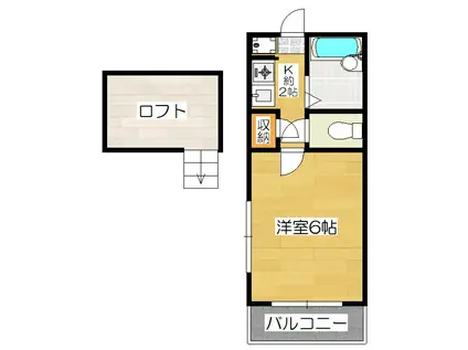 インターレジデンスB(1K/2階)の間取り写真