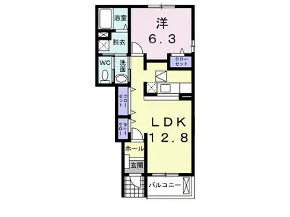プラシード清水(1LDK/1階)の間取り写真