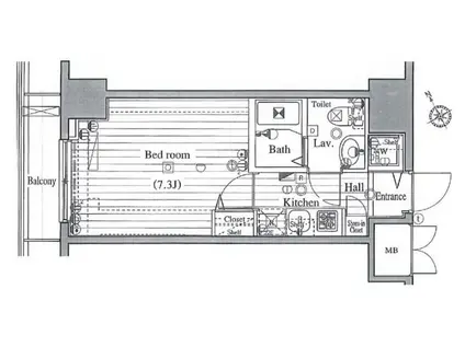 グランド・ガーラ日本橋兜町(1K/5階)の間取り写真