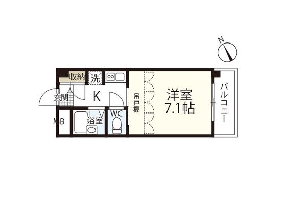 プレディアスタイル観音(1K/5階)の間取り写真