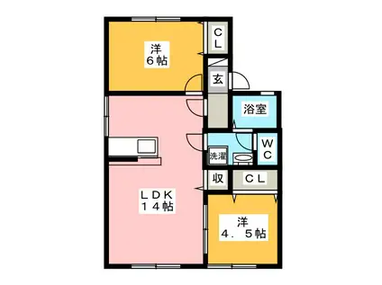 メゾンセキタ(2LDK/1階)の間取り写真