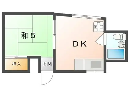 第二山口ハイツ(1DK/3階)の間取り写真