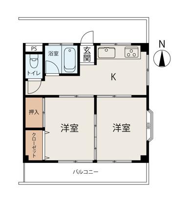 ライズホーム西武立川(2DK/3階)の間取り写真