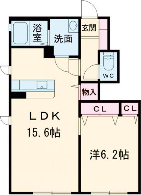リーフガーデンハイツB棟(1LDK/1階)の間取り写真