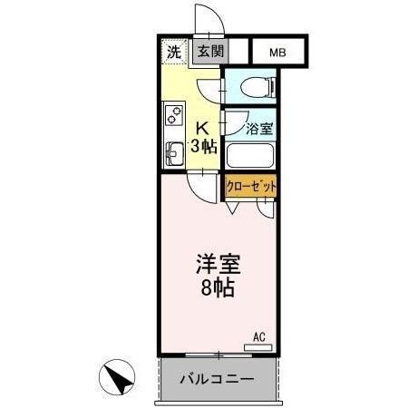 メゾン木の花(1K/2階)の間取り写真