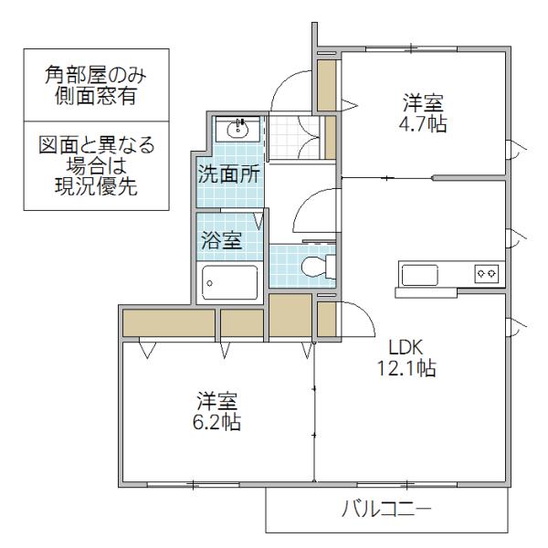 ブランエール G棟(2LDK/1階)の間取り写真