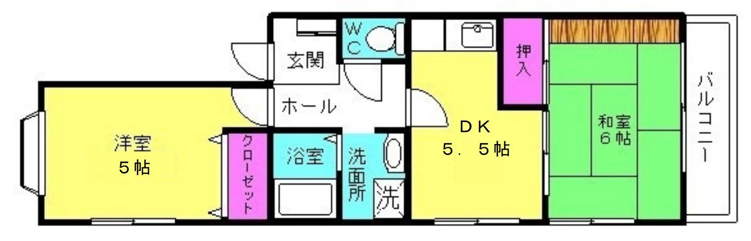 エクレールIII(2DK/2階)の間取り写真